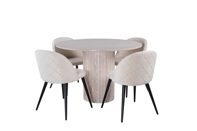 Bianca Matgrupp 110 cm Rund med 4 Velvet stolar - Svart - Möbler - Bord & matgrupper - Matgrupper