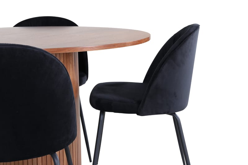 Bianca Matgrupp 110 cm Rund med 4 Wrinkles stolar - Svart - Möbler - Bord & matgrupper - Matgrupper