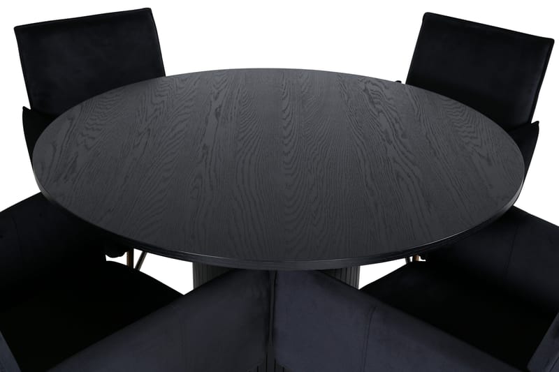 Bianca Matgrupp 110 cm Rund med 4 Petra stolar - Svart - Möbler - Bord & matgrupper - Matgrupper