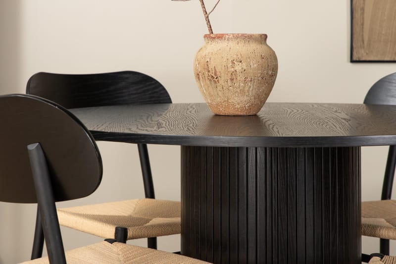 Bianca Matgrupp 110 cm Rund med 4 Polly stolar - Svart - Möbler - Bord & matgrupper - Matgrupper