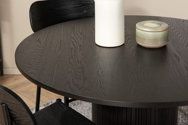 Bianca Matgrupp 110 cm Rund med 4 Polly stolar, Svart