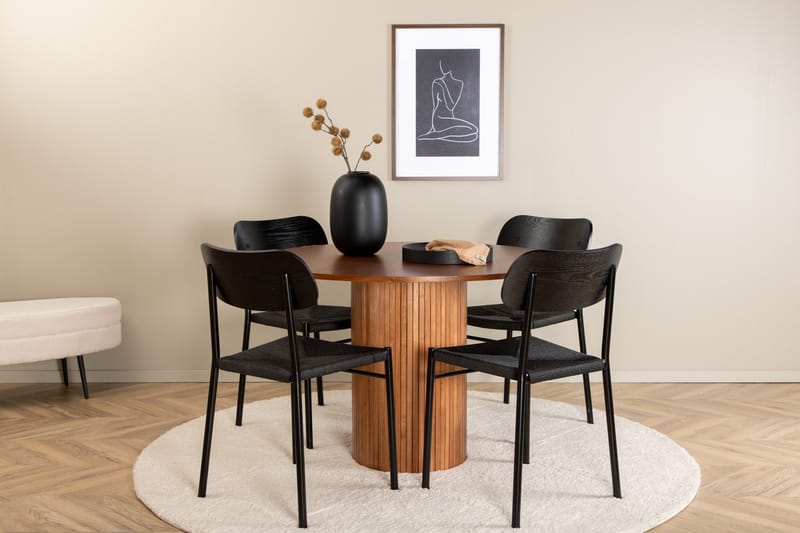 Bianca Matgrupp 110 cm Rund med 4 Polly stolar, Svart