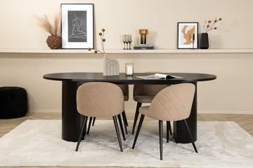 Bianca Matgrupp 200 cm Oval med 4 Velvet stolar - Beige - Möbler - Bord & matgrupper - Matgrupper