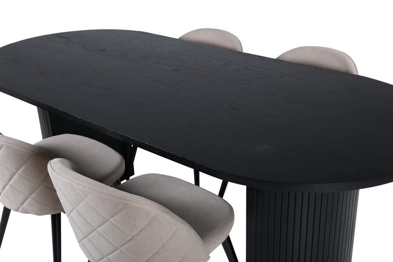 Bianca Matgrupp 200 cm Oval med 4 Velvet stolar - Beige - Möbler - Bord & matgrupper - Matgrupper