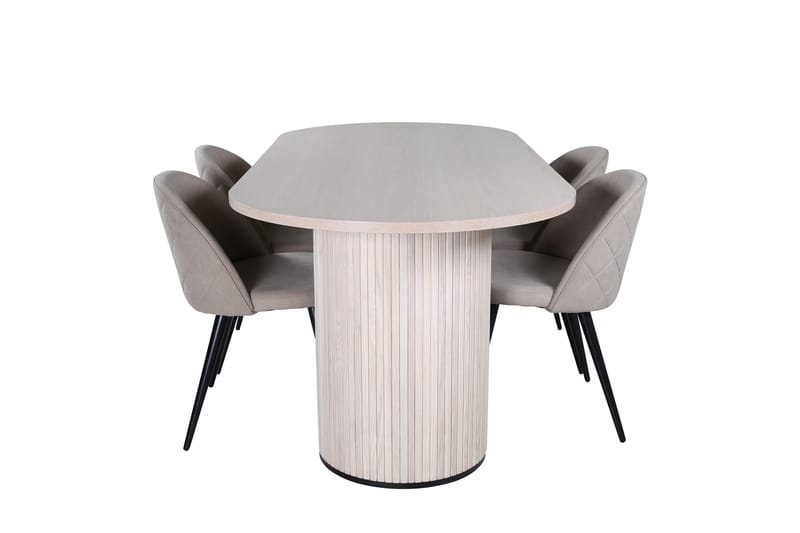 Bianca Matgrupp 200 cm Oval med 4 Velvet stolar - Beige - Möbler - Bord & matgrupper - Matgrupper