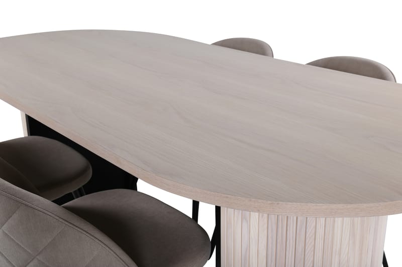 Bianca Matgrupp 200 cm Oval med 4 Velvet stolar - Beige - Möbler - Bord & matgrupper - Matgrupper