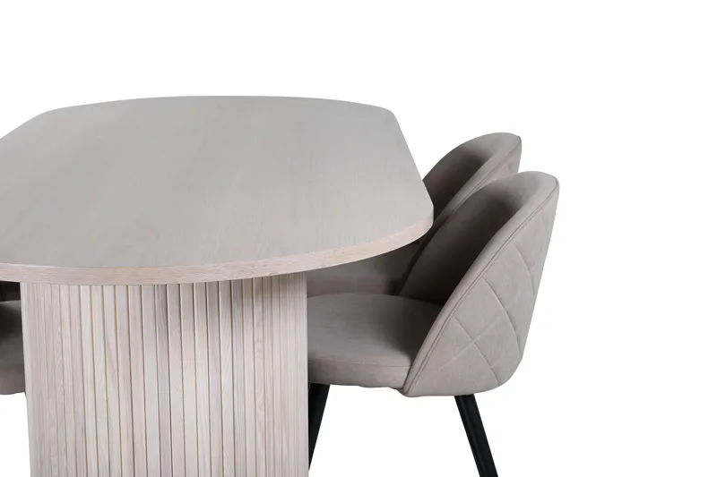 Bianca Matgrupp 200 cm Oval med 4 Velvet stolar - Beige - Möbler - Bord & matgrupper - Matgrupper
