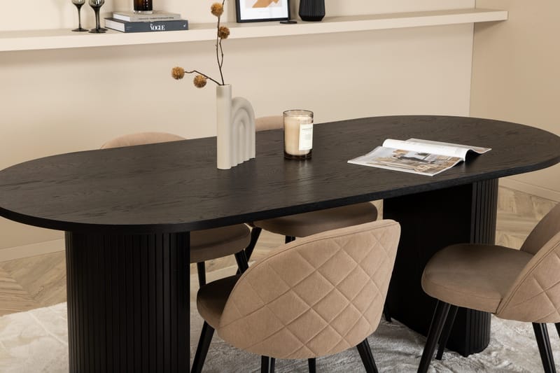 Bianca Matgrupp 200 cm Oval med 4 Velvet stolar - Beige - Möbler - Bord & matgrupper - Matgrupper