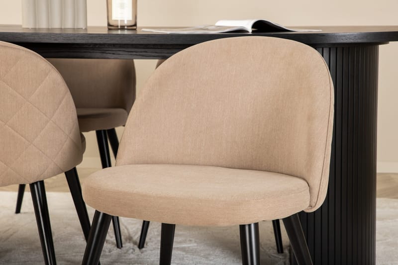 Bianca Matgrupp 200 cm Oval med 4 Velvet stolar - Beige - Möbler - Bord & matgrupper - Matgrupper