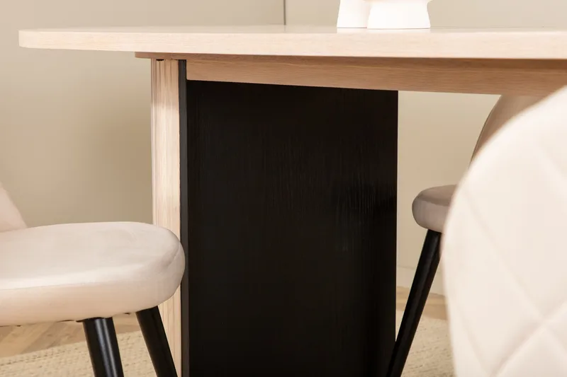 Bianca Matgrupp 200 cm Oval med 4 Velvet stolar - Beige - Möbler - Bord & matgrupper - Matgrupper