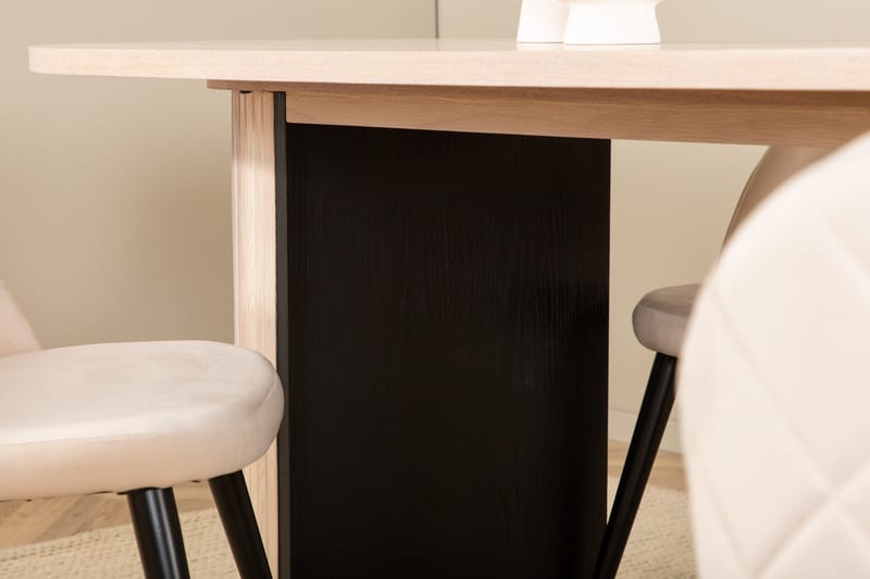 Bianca Matgrupp 200 cm Oval med 4 Velvet stolar - Beige - Möbler - Bord & matgrupper - Matgrupper