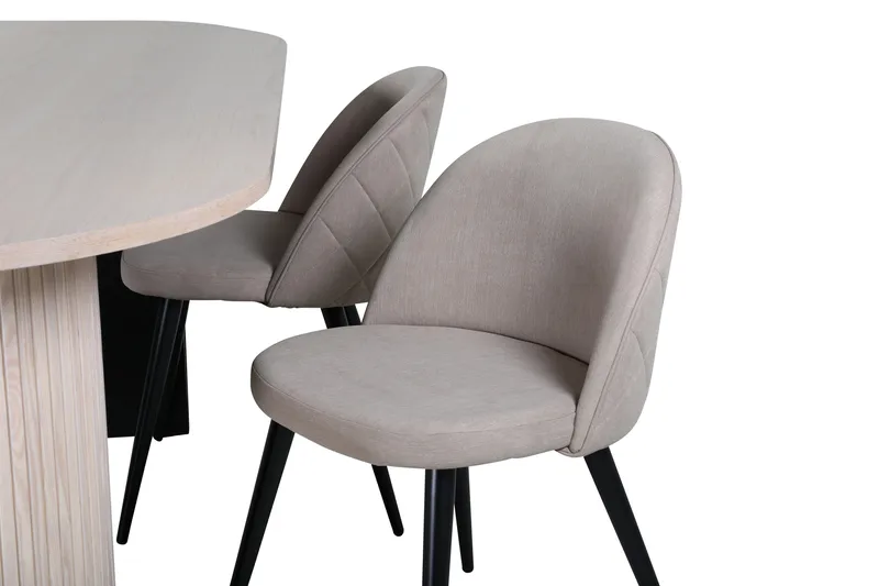 Bianca Matgrupp 200 cm Oval med 4 Velvet stolar - Beige - Möbler - Bord & matgrupper - Matgrupper