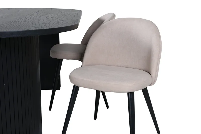Bianca Matgrupp 200 cm Oval med 4 Velvet stolar - Beige - Möbler - Bord & matgrupper - Matgrupper