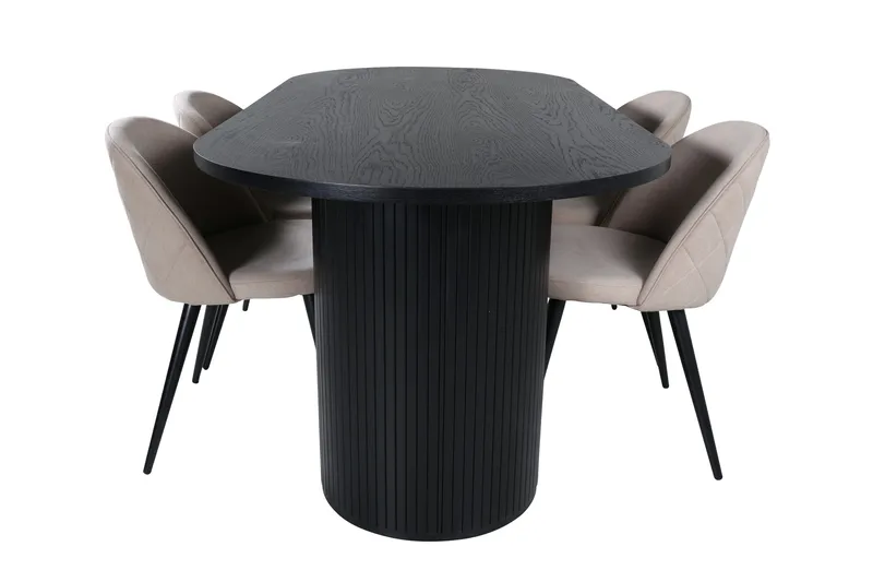 Bianca Matgrupp 200 cm Oval med 4 Velvet stolar - Beige - Möbler - Bord & matgrupper - Matgrupper