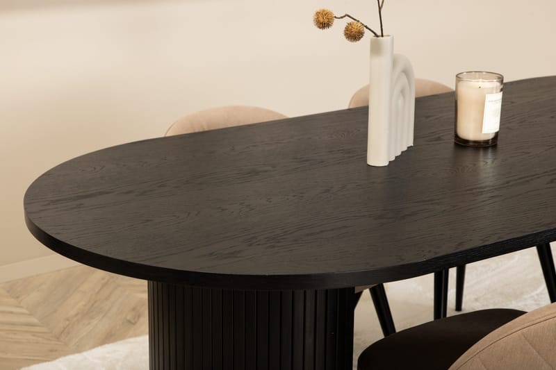 Bianca Matgrupp 200 cm Oval med 4 Velvet stolar - Beige - Möbler - Bord & matgrupper - Matgrupper