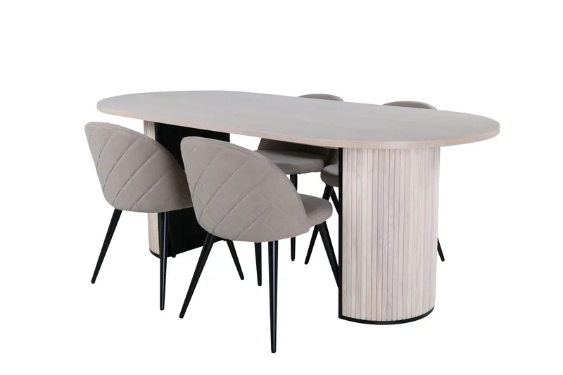 Bianca Matgrupp 200 cm Oval med 4 Velvet stolar - Beige - Möbler - Bord & matgrupper - Matgrupper