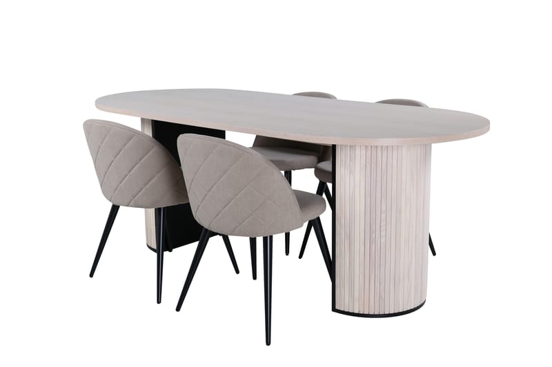 Bianca Matgrupp 200 cm Oval med 4 Velvet stolar - Beige - Möbler - Bord & matgrupper - Matgrupper