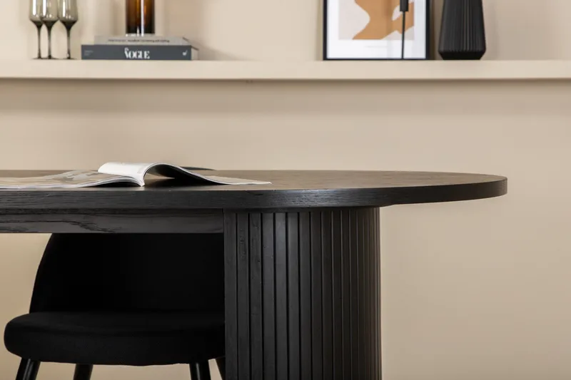 Bianca Matgrupp 200 cm Oval med 4 Velvet stolar - Svart - Möbler - Bord & matgrupper - Matgrupper