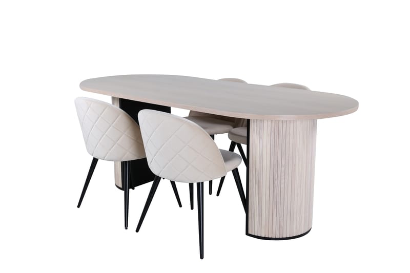 Bianca Matgrupp 200 cm Oval med 4 Velvet stolar - Svart - Möbler - Bord & matgrupper - Matgrupper