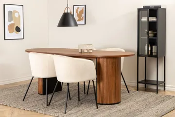 Bianca Oval Matgrupp 200 cm med 4 Berit Matstolar - valnötsfärgad, beige och svart - Möbler - Bord & matgrupper - Matgrupper