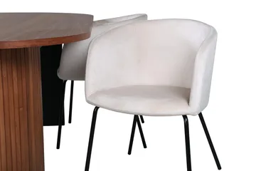 Bianca Oval Matgrupp 200 cm med 4 Berit Matstolar - valnötsfärgad, beige och svart - Möbler - Bord & matgrupper - Matgrupper