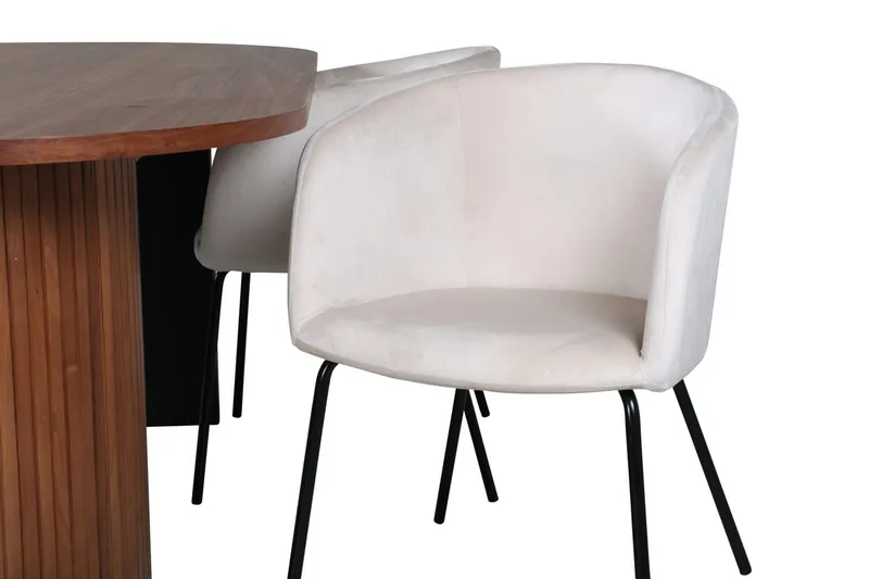 Bianca Oval Matgrupp 200 cm med 4 Berit Matstolar - valnötsfärgad, beige och svart - Möbler - Bord & matgrupper - Matgrupper