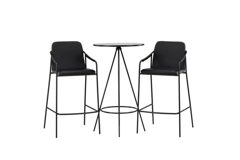Bistro Matgrupp 60 cm Rund med 2 Tvista stolar - Svart - Möbler - Bord & matgrupper - Matgrupper