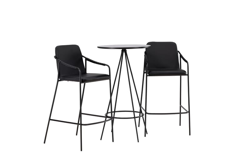 Bistro Matgrupp 60 cm Rund med 2 Tvista stolar - Svart - Möbler - Bord & matgrupper - Matgrupper