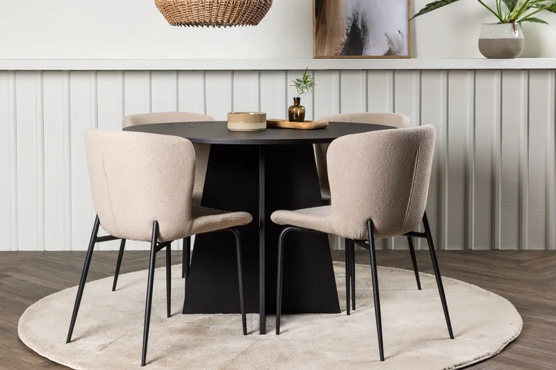 Bootcut Matbord 110 cm Runt med 4 Modesto Matstol