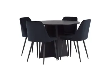 Bootcut Matbord 110 cm Runt med 4 Night Matstol - Möbler - Bord & matgrupper - Matgrupper