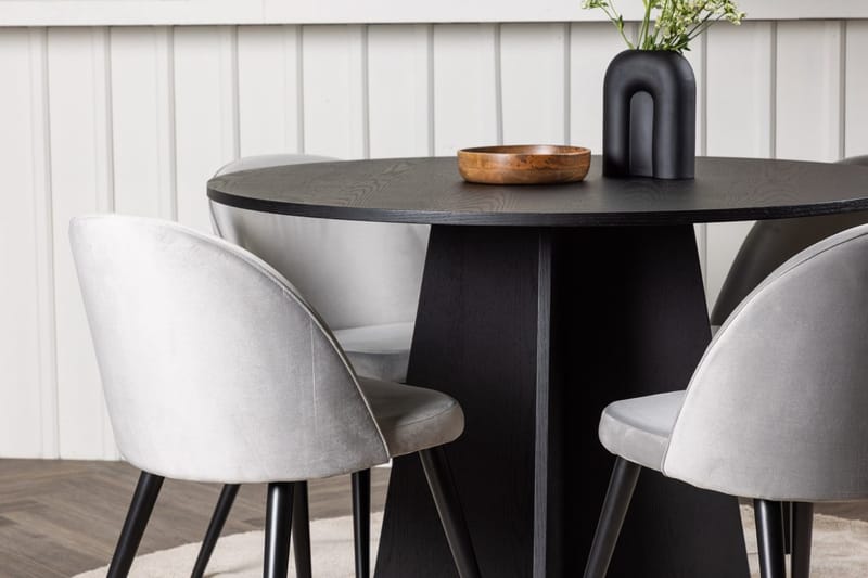 Bootcut Matbord 110 cm Runt med 4 Velvet Köksstol Sammet - Möbler - Bord & matgrupper - Matgrupper