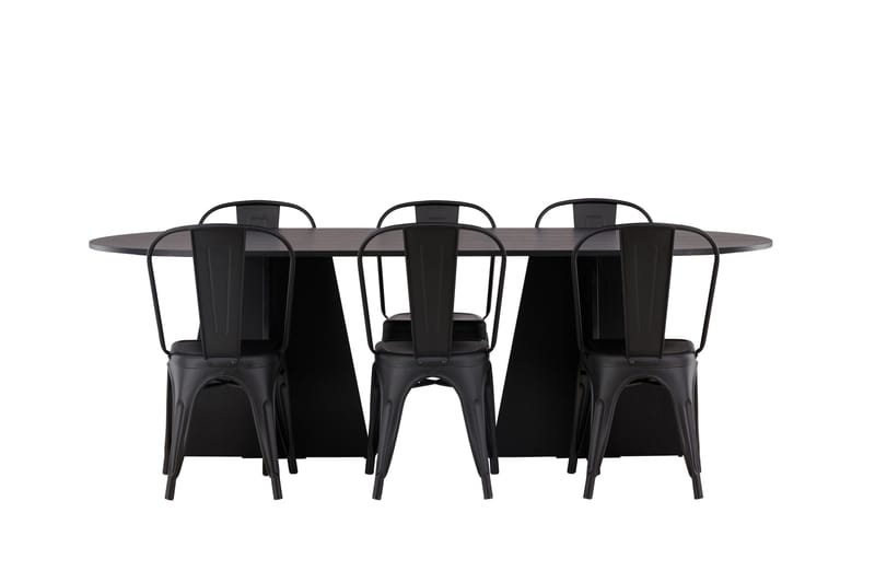 Bootcut Matbord 230x115 cm med 4 Tempe Stolar - Svart - Möbler - Bord & matgrupper - Matbord & köksbord