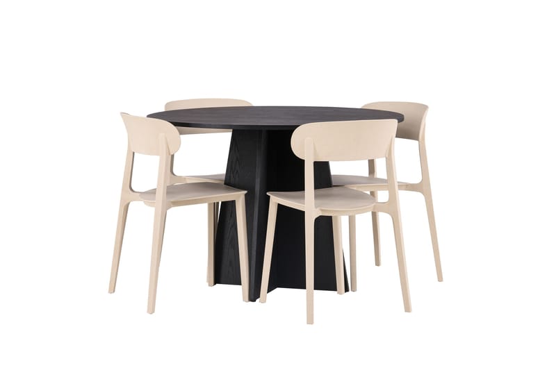 Bootcut Matgrupp 110 cm Rund med 4 Åstol stolar - Beige - Möbler - Bord & matgrupper - Matgrupper