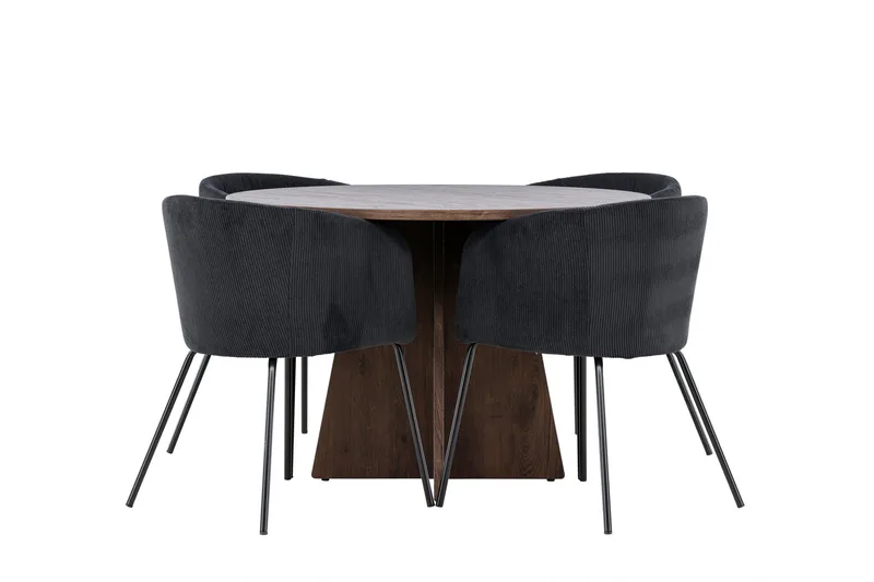 Bootcut Matgrupp 110 cm Rund med 4 Berit stolar - Mocca/Svart - Möbler - Bord & matgrupper - Matgrupper