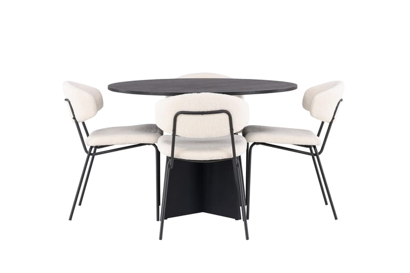Bootcut Matgrupp 110 cm Rund med 4 Chico Stolar - Svart - Möbler - Bord & matgrupper - Matgrupper