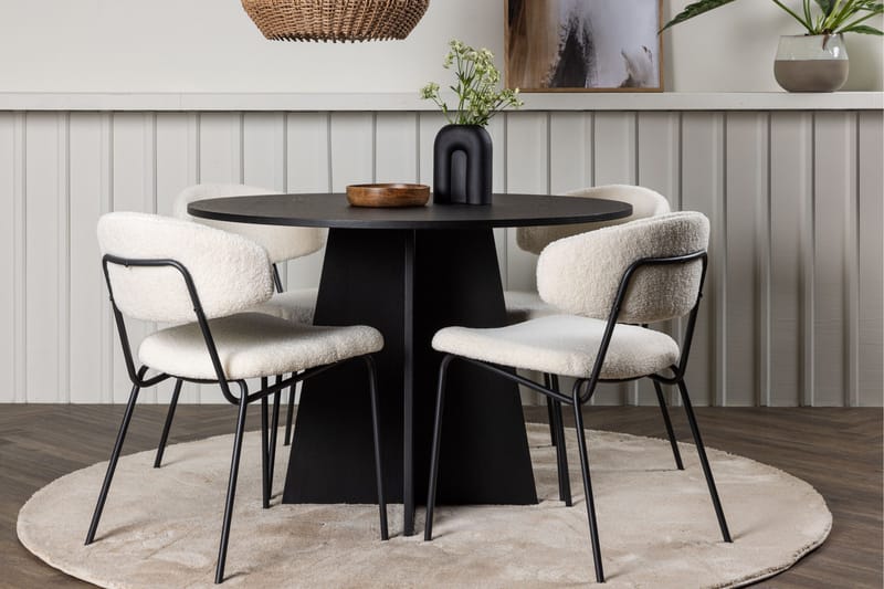 Bootcut Matgrupp 110 cm Rund med 4 Chico Stolar - Svart - Möbler - Bord & matgrupper - Matgrupper