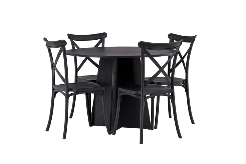 Bootcut Matgrupp 110 cm Rund med 4 Crosett stolar - Svart - Möbler - Bord & matgrupper - Matgrupper