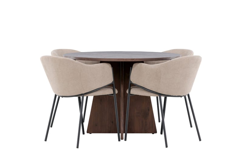 Bootcut Matgrupp 110 cm Rund med 4 Evelina stolar - Mocca/Beige - Möbler - Bord & matgrupper - Matgrupper