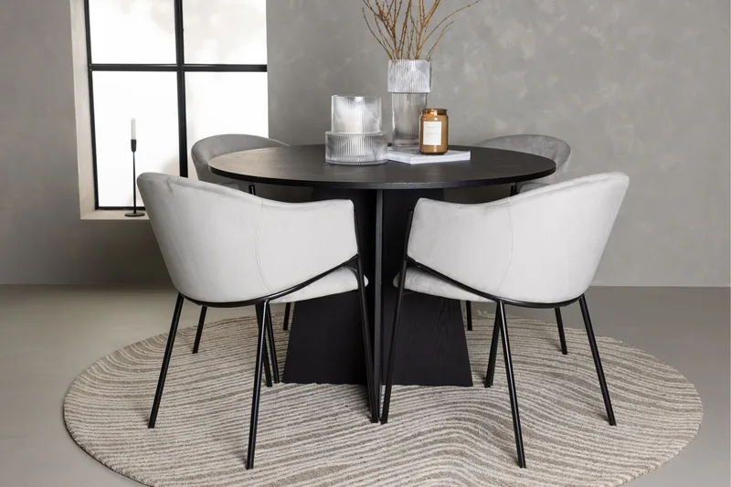 Bootcut Matgrupp 110 cm Rund med 4 Evelina stolar - Svart - Möbler - Bord & matgrupper - Matgrupper