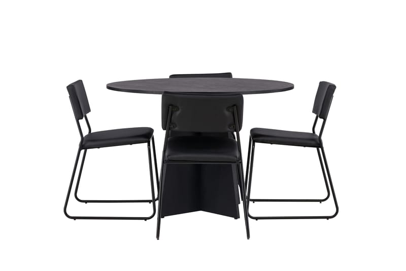Bootcut Matgrupp 110 cm Rund med 4 Kenth Stolar, Svart