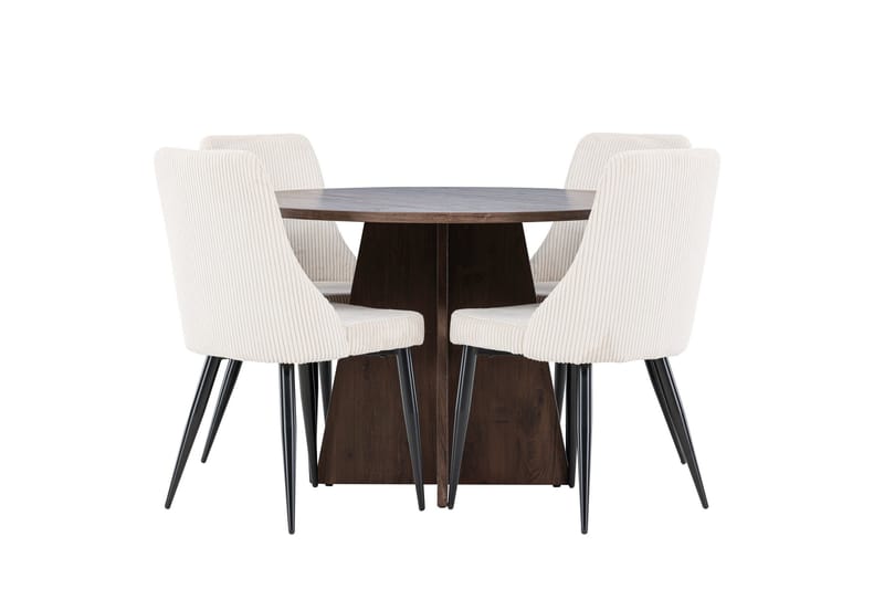 Bootcut Matgrupp 110 cm Rund med 4 Leone stolar - Mocca/Beige - Möbler - Bord & matgrupper - Matgrupper