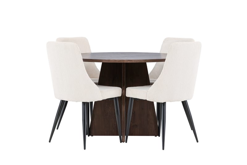 Bootcut Matgrupp 110 cm Rund med 4 Leone stolar - Mocca/Beige - Möbler - Bord & matgrupper - Matgrupper