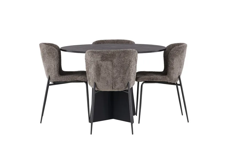 Bootcut Matgrupp 110 cm Rund med 4 Modesto stolar - Beige - Möbler - Bord & matgrupper - Matgrupper