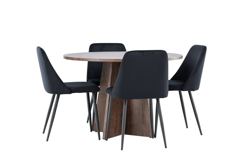 Bootcut Matgrupp 110 cm Rund med 4 Night stolar - Mocca/Svart - Möbler - Bord & matgrupper - Matgrupper