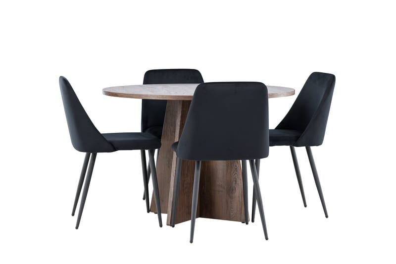 Bootcut Matgrupp 110 cm Rund med 4 Night stolar - Mocca/Svart - Möbler - Bord & matgrupper - Matgrupper