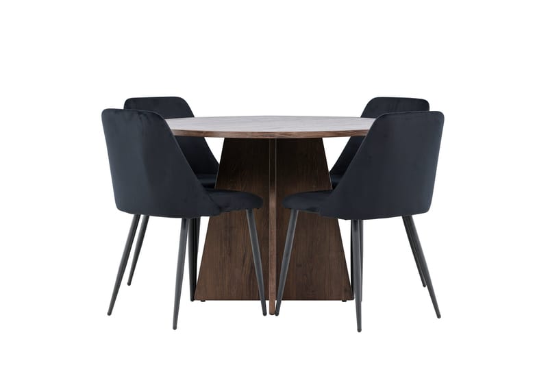 Bootcut Matgrupp 110 cm Rund med 4 Night stolar - Mocca/Svart - Möbler - Bord & matgrupper - Matgrupper