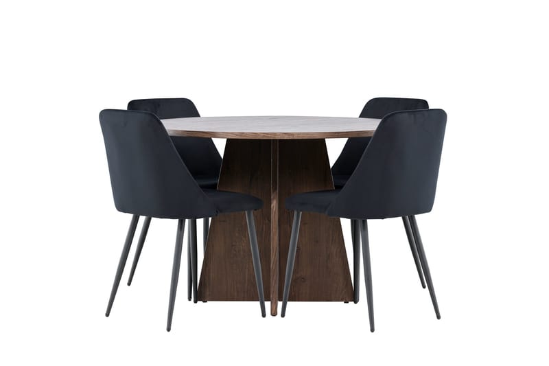 Bootcut Matgrupp 110 cm Rund med 4 Night stolar - Mocca/Svart - Möbler - Bord & matgrupper - Matgrupper