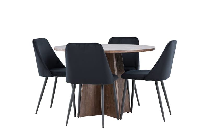Bootcut Matgrupp 110 cm Rund med 4 Night stolar - Mocca/Svart - Möbler - Bord & matgrupper - Matgrupper