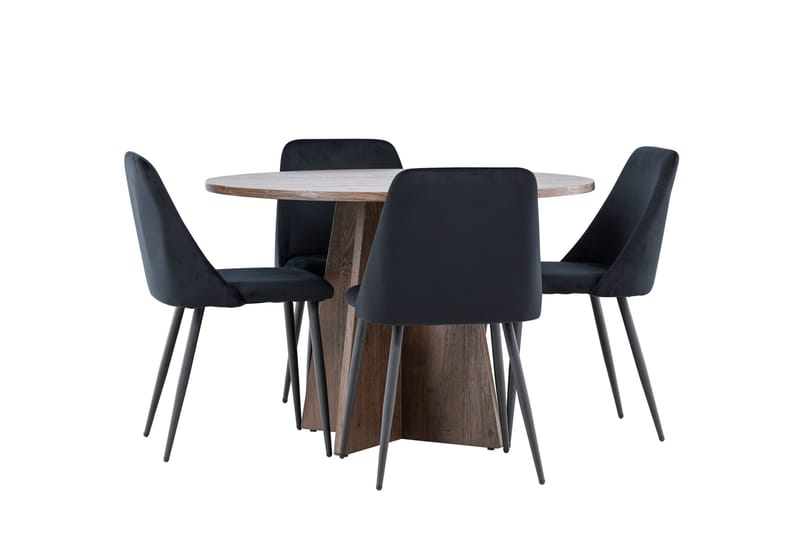 Bootcut Matgrupp 110 cm Rund med 4 Night stolar - Mocca/Svart - Möbler - Bord & matgrupper - Matgrupper