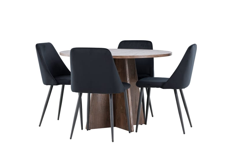 Bootcut Matgrupp 110 cm Rund med 4 Night stolar - Mocca/Svart - Möbler - Bord & matgrupper - Matgrupper